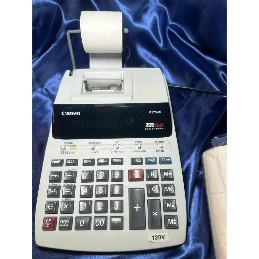 Canon P170-DH 12 Digit 10 Key Adding Machine Calculator Printer 10 Rolls Paper